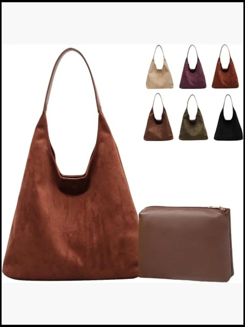 Slouchy Hobo Bag Faux Suede Tote Shoulder Handbag Retro Roomy